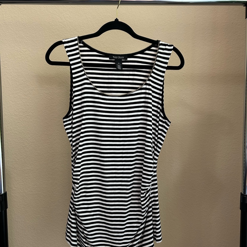 White House Black Market Monochrome Striped Tank Top